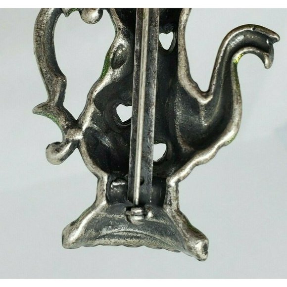 Rare Green Tea Kettle Lapel Pin Heart Embossed Hat Brooch - Picture 7 of 10